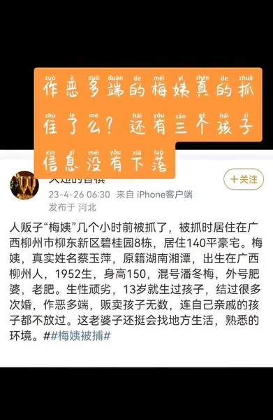 孙卓被拐案代理律师称梅姨已被抓是真的吗 梅姨被曝已经抓到警方回应