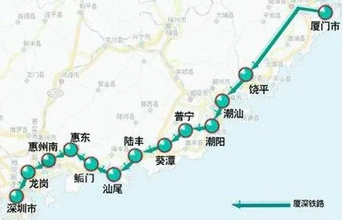 厦门到深圳高速铁路线路图详情（图）