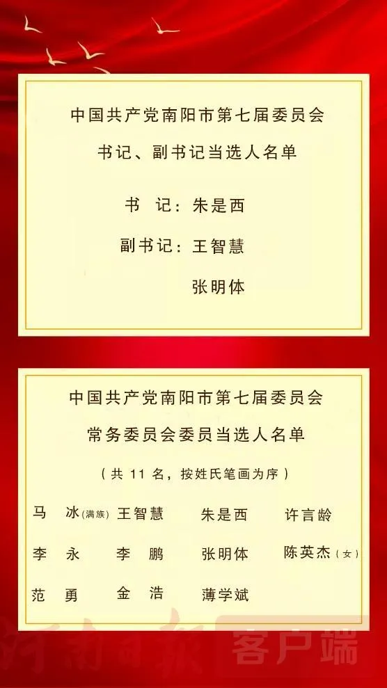 重磅！新一届南阳市委领导班子选举产生(名单)