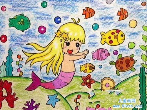 美人鱼儿童画,做一个绘画画的宝藏女孩纸“美人鱼”