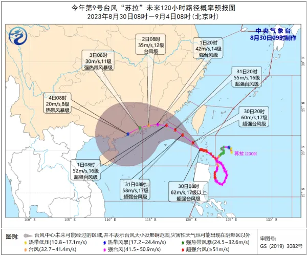 2023年第9号台风苏拉路径 台风苏拉实时路径最新消息