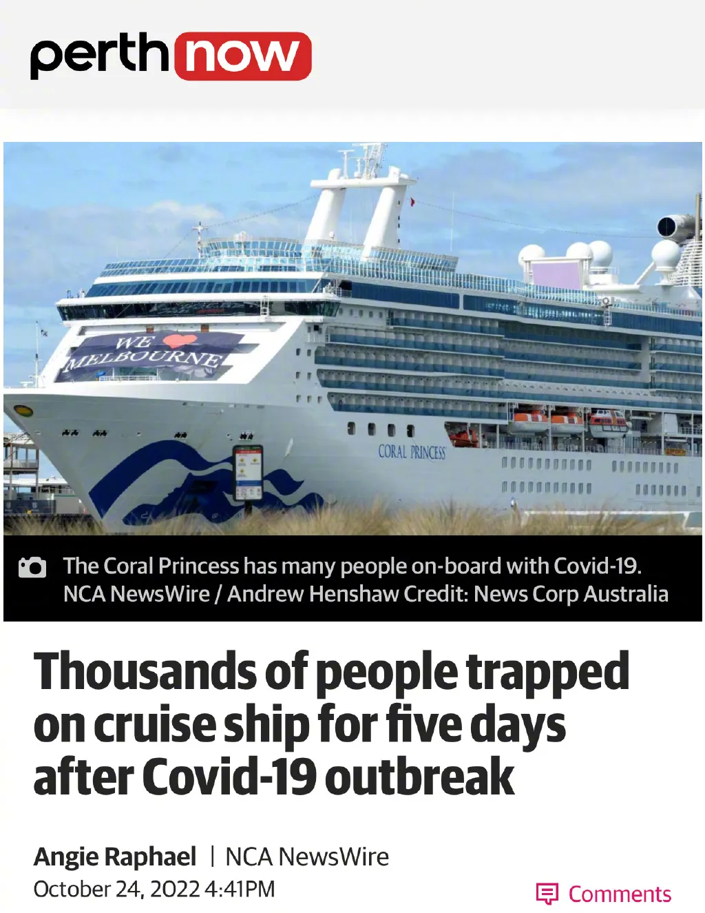 两千游客因疫情在船上隔离  疫情期间坐船回国