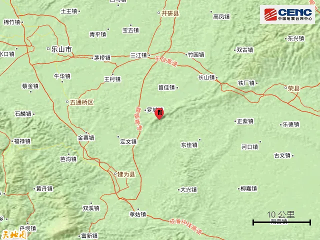 四川乐山犍为县3.2级地震 乐山市犍为县发生3.2级地震震源深度12千米