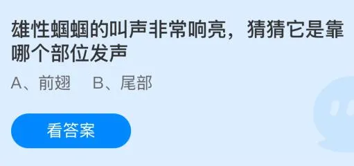 雄性蝈蝈的叫声非常响亮它是靠哪个部位发声？蚂蚁庄园今日答案最新2.26