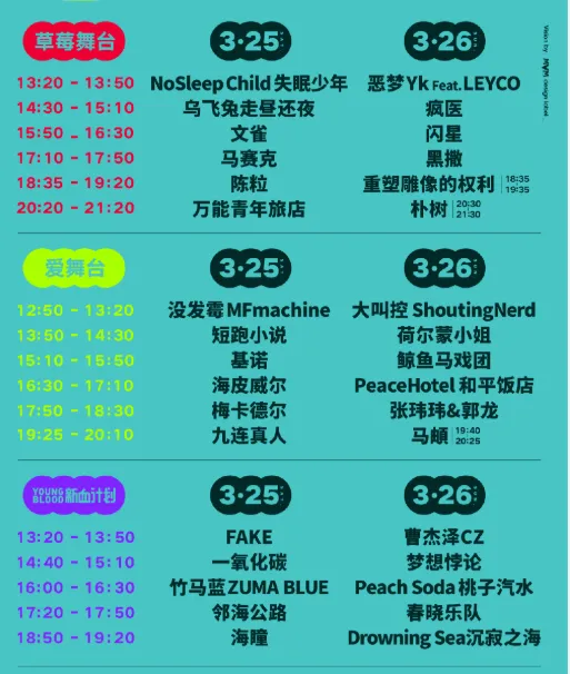 西安草莓音乐节阵容名单 3.25、3.26西安草莓音乐节举办地点时间