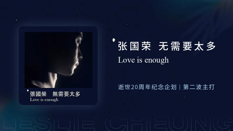 纪念张国荣逝世20周年《无需要太多Love is enough》上线酷我音乐