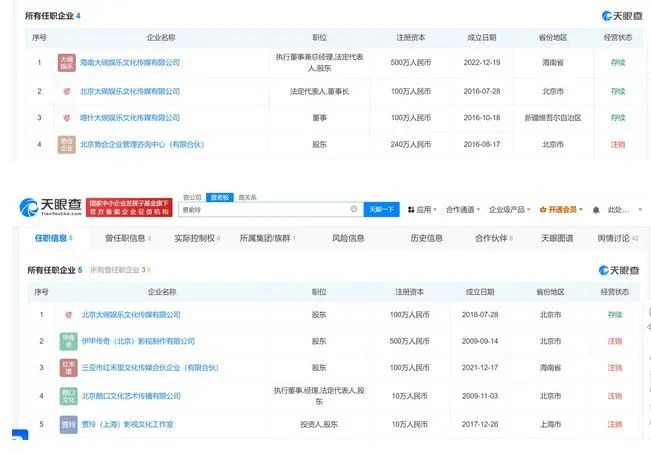 贾玲商业版图盘点：关联5家企业 其中仅1家为存续状态