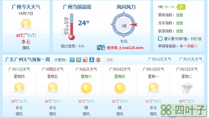 广州一周的天气预报15天广州天气后报